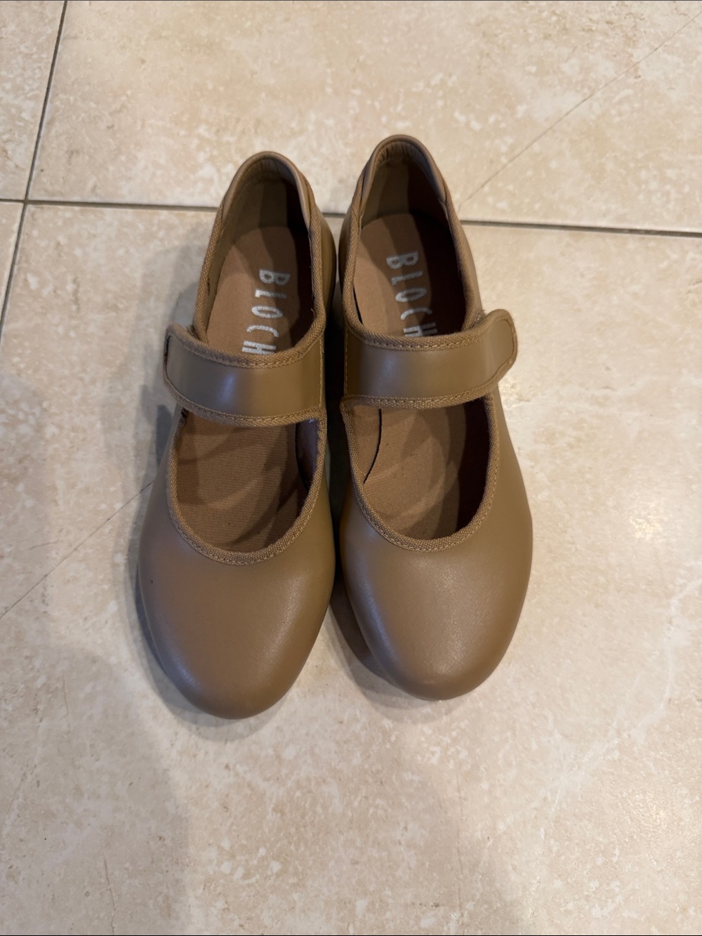 Block Kids tan Mary Jane tap Shoes with Adjustable Velcro Strap